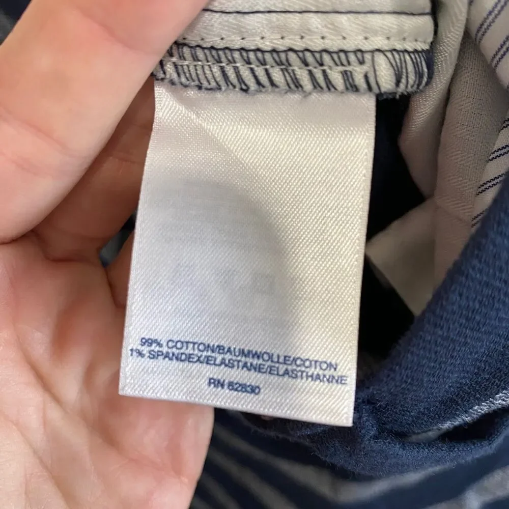 Lands’ End Women's Not Too Low Rise 5” Dobby Shorts Blue White Size 14 NWT